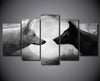 5 Pieces Legendary Black And White Wolves Canvas Painting - Limited Edition