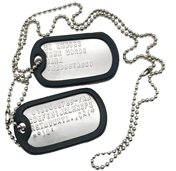 RU Collection Military Dog Tag Pendant with Chain for Men and Women Army  Name And Bullet Silver Dog Tag