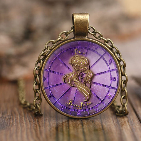 Virgin Zodiac Sign Pendant Necklace - Charm Good Luck Astrology Horoscope Jewelry