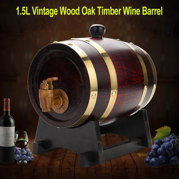 Vintage Oak Wood Timber Wine Barrel - Wine Lover Gift Party Supply - Wine Serving Faucet - Brewing Supplies For Brandy Whiskey Tequila