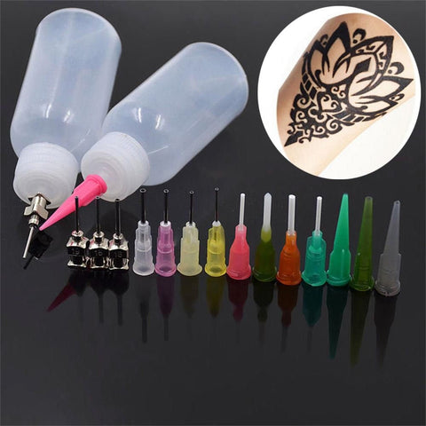 Paint Applicator Bottles for 3D dots Paint Henna Mehndi Mendi Painting Tattoo - Applicator Bottle Set - Squeeze Glue Bottle - Glue Syringes