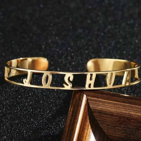 Custom Name Bangle, Personalized Name Bracelet, Customize Your Bracelet, Custom Any Name, Bracelet, Name Gift Jewelry - Gold Silver Rose