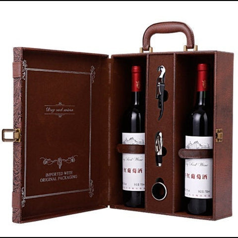 Wine Case Carrier Holder For The Holiday Gifts & Wine Lover - Christmas Gift - Housewarming Gift - Wine Box - Travel - New Year Gift