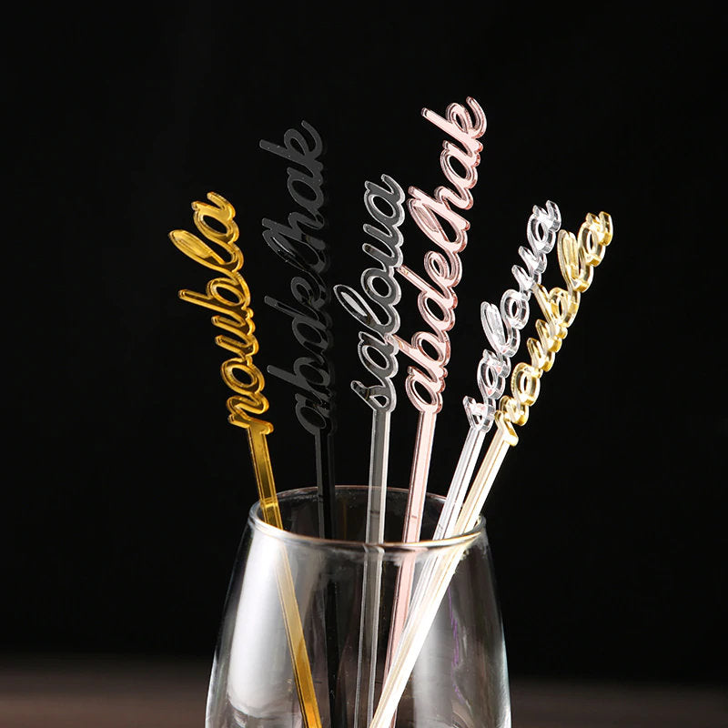 Cocktail Bar Accessories Personalized Name Drink Stirrers 