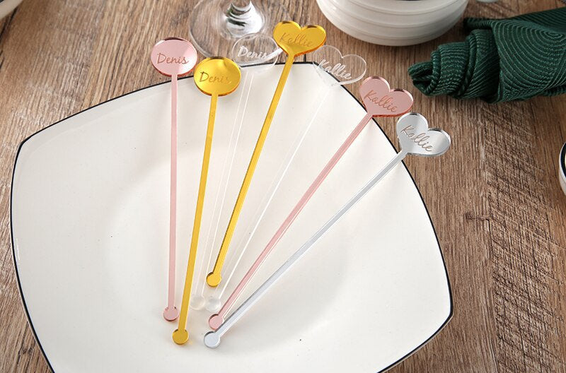 Personalized Name Drink Stirrers Cocktail Accessories Wedding