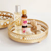 Jewelry Tray - Aesthetic Gold Antique Europe Style Home Decor Dish Round Vintage Ring Vanity Organizer - Mirror Tray - Trinket Storage Tray