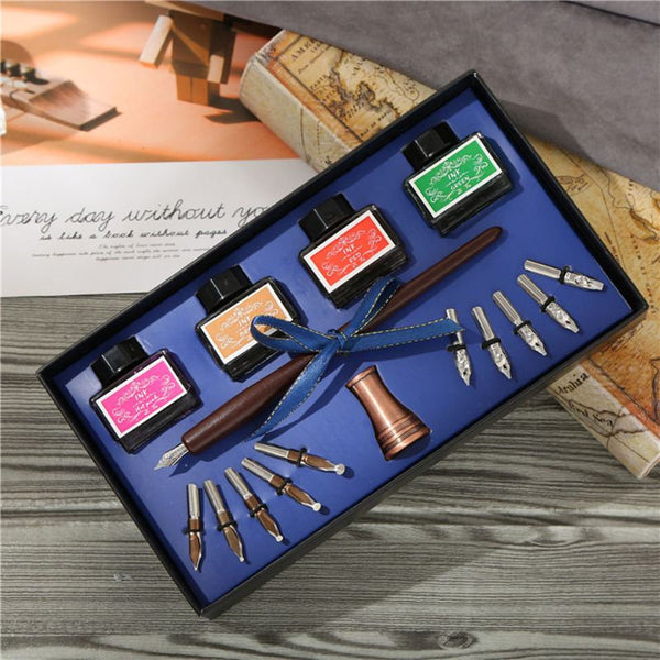 Calligraphy Dip Pen Kit with Ink & Holder, Calligraphy Pen Gift for Writer, Drawing Pens, Brush Pens, Signature Pen, Feather Quill Pen