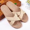 Woven Hemp Sandals With Cross Straps - Women's Non-slip Flat Shoes With Straw Holes - Linen Slippers Casual Beach Slippers - Unisex Comfy