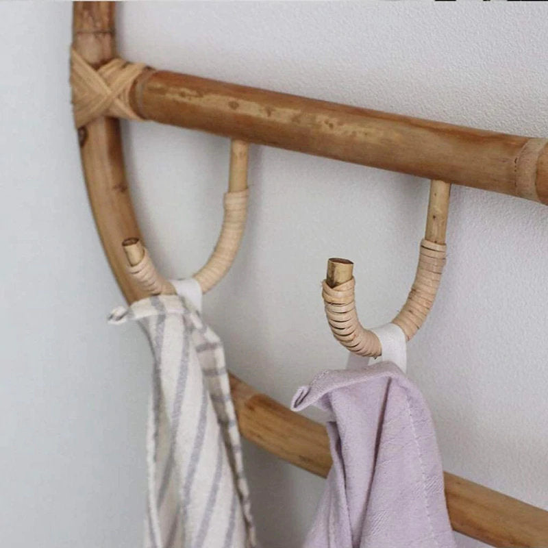Rattan Hanger Kids Garments Organizer Rack Hat Hanging Hooks Wall Hook NEW~  п вц
