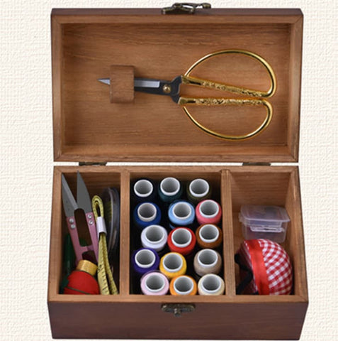 Sewing Kit for Adults - Wooden Sewing Box - Sewing Basket - Hand Sewing Box - Sewing Organizer Supplies Accessories Gift - Sewing Case