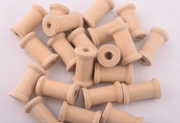 Wooden Bobbins - Cotton Reels - Wood Sewing Spools - Unfinished Mini Wooden Bobbins - Craft Supplies Twine