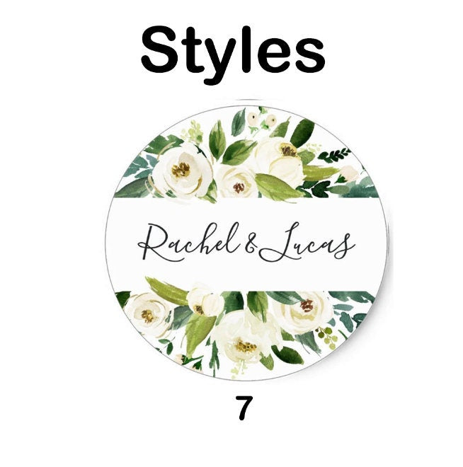 Floral Wedding Stickers for Favors, Custom Wedding Stickers for