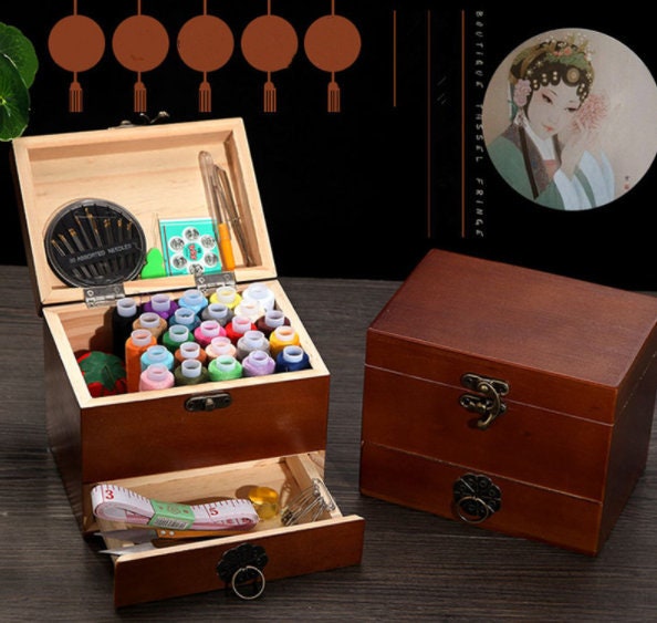 Sewing Kit for Adults - Wooden Sewing Box - Sewing Basket - Hand Sewin –  LightningStore