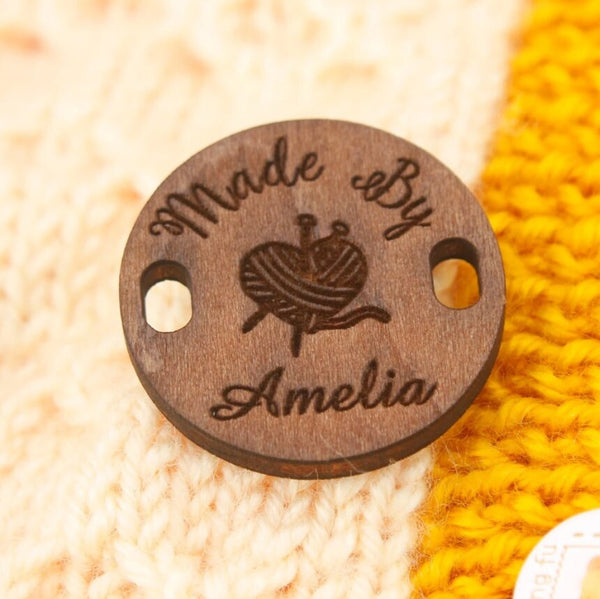 Personalized Wooden Buttons - Custom Wood Buttons - Clothing Labels - 2 Hole Engraved Buttons - Knitters Button - Knöpfe Holz Personalisiert