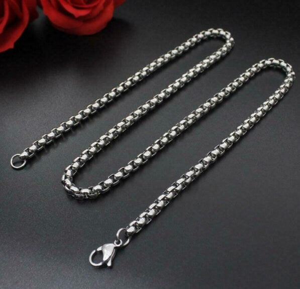 Stainless Steel Rolo Necklace for Men Women - Pearl Style Chain for Jewelry Making DIY Supplies