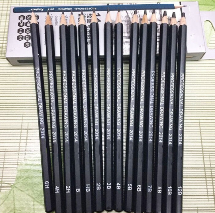14pcs/Set Sketching Pencil Drawing 6H-12B Tool Kit Supply For Artists  Students