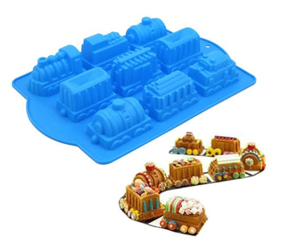 Train Cake Mold - 9 Cavity Flexible Silicone Chocolate Mold Soap Mold Soap Candle Candy - Resin Mould - Baking Dessert Fondant Mold