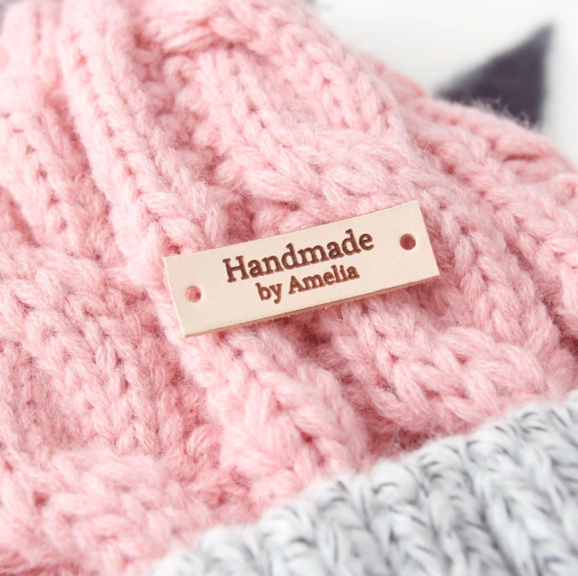 Leather Tags For Handmade Items - Custom Leather Crochet