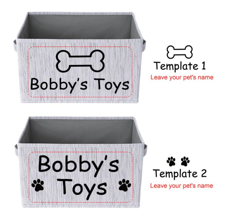 Personalized Dog Toy Basket Pet Storage Foldable Box Custom Name