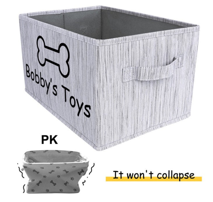 Personalized Foldable Dog Toy Storage Basket - Customized Kids Toy