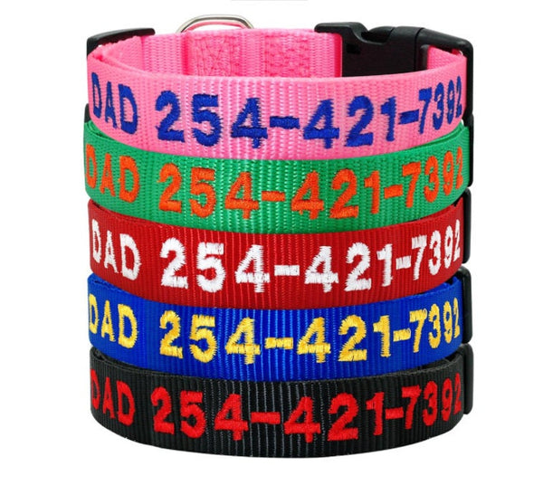 Personalized Dog Collar, Custom Collar Embroidered with Pet Name Phone Number, Pet Collar, Personalized Dog Collar, Small Medium Large Dogs