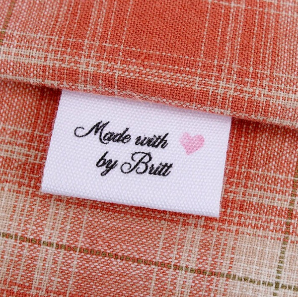 Custom Clothing Labels -  Personalized Fabric Sew in Labels - Sew on Labels - Cloth Tags for Clothes - Fold Over Cloth Labels for Handmade