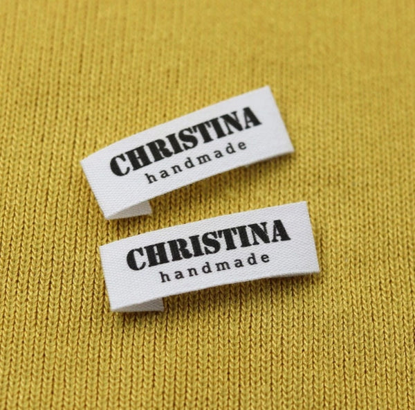 Custom Clothing Labels -  Personalized Sew on Knitting Labels - Fabric Sew in - Cloth Tags for Clothes - Fold Over for Handmade Clothes