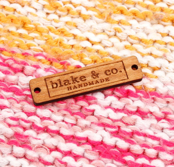 Custom Wooden Tags for Knitting - Personalized Wooden Labels for Handmade Items - Handmade Engraved Wood Tags - Logo Brand Labels Sewing