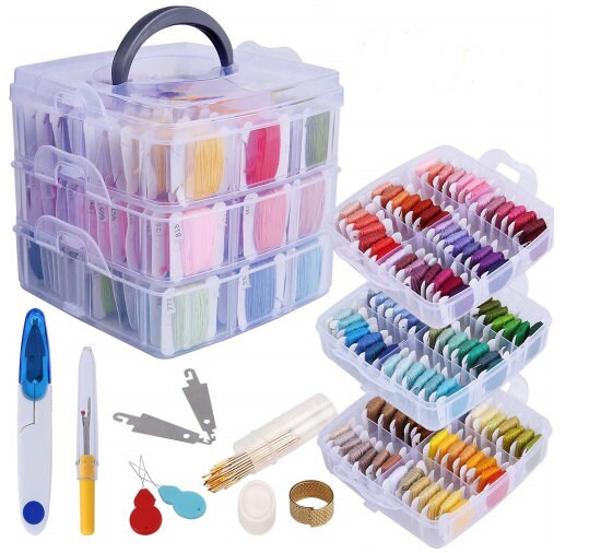 Sewing Box Set - 150 Threads Sewing Kit for Adults - Sewing Basket - Hand Sewing Box Sewing Organizer Supplies Accessories Gift Sewing Case