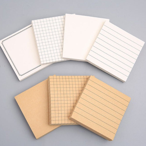 White Kraft Sticky Notes Set - Lined Grids Stickers Stickies for Studying Planner Bullet Journal Scrapbook Study Supplies School Stationary