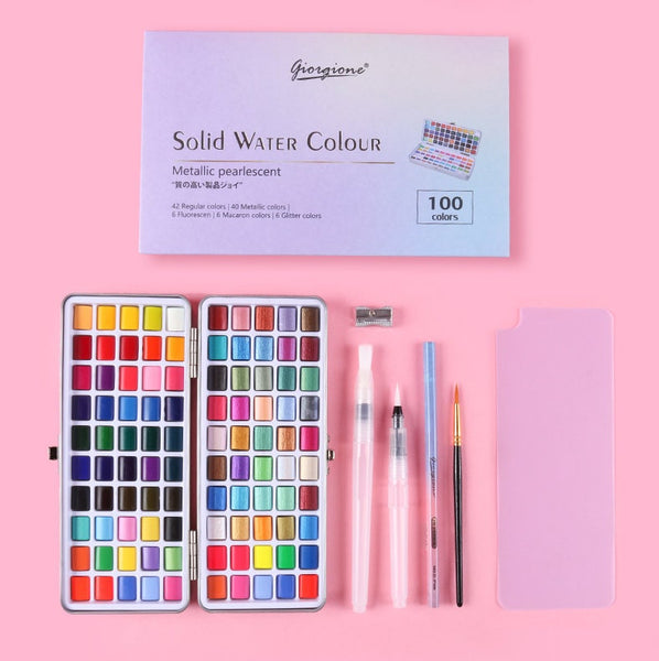 Water Color Paint Set - Watercolor Kit - Travel Painting Supplies - Water Colour Pallete - Painter Gifts Supplies - Kit Aquarelle Art