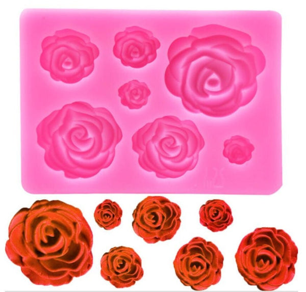 Rose Mold - Flower Resin Clay - Fondant, Chocolate, Soap, Wax, Decorating Tools Sugarcraft Cake, Polymer, Candy Baking, Silicone Rubber