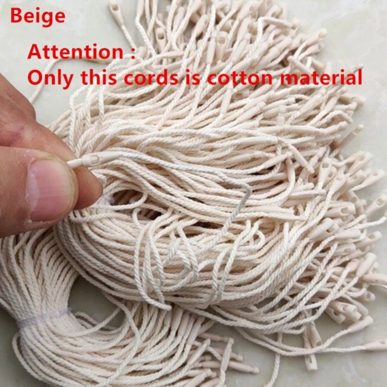 White Cotton Hang Tag String 100pcs, Thin Fastener, Natural Cord, Bullet  Clasp, 100% Cotton, Apparel, Clothing, Gift, Retail Packaging, Tags 