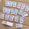 50 White Satin Clothing Size Labels - Number Woven Size Tag - T-Shirt Size Tabs - Folded Labels - 50 56 62 68 74 80 86 92 98 104 110 116 122