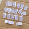50 White Satin Clothing Size Labels - Number Woven Size Tag - T-Shirt Size Tabs - Folded Labels - 50 56 62 68 74 80 86 92 98 104 110 116 122