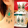 Jewelry - Lightningstore European And American Retro Style Palace Green Water Drop Earrings Exaggerated Female Long Section Of Large Earrings For Women