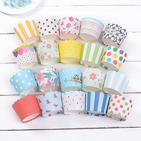 Kitchen - LightningStore 50 Pieces/order Colorful Patterned Paper Cupcake Liners Wrapping Paper Muffin Cases Greaseproof Dessert Baking Cups Red Blue White