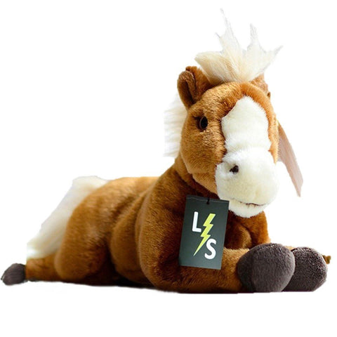 Toy - LightningStore Adorable Cute Sitting Lying Sleeping Brown And White Horse Pony Doll Realistic Looking Stuffed Animal Plush Toys Plushie Children's Gifts Animals