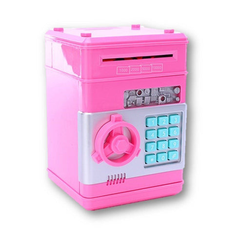 Toy - Lightningstore Electronic Passcode Locked Piggy Bank - Accepts Both Coins And Bills - Cash Deposit Safety Box - ATM Machine For Children Kids - Comes In Pink White Black Blue Red