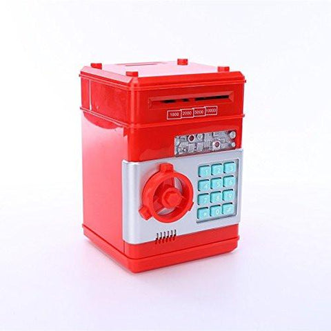 Toy - Lightningstore Electronic Passcode Locked Piggy Bank - Accepts Both Coins And Bills - Cash Deposit Safety Box - ATM Machine For Children Kids - Comes In Red White Black Pink Blue